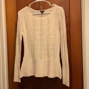 White Ann Taylor sweater with lace detail